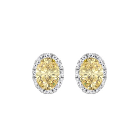 14K WHITE GOLD 2 1/2CT ROUND/OVAL DIAMOND LADIES EARRINGS