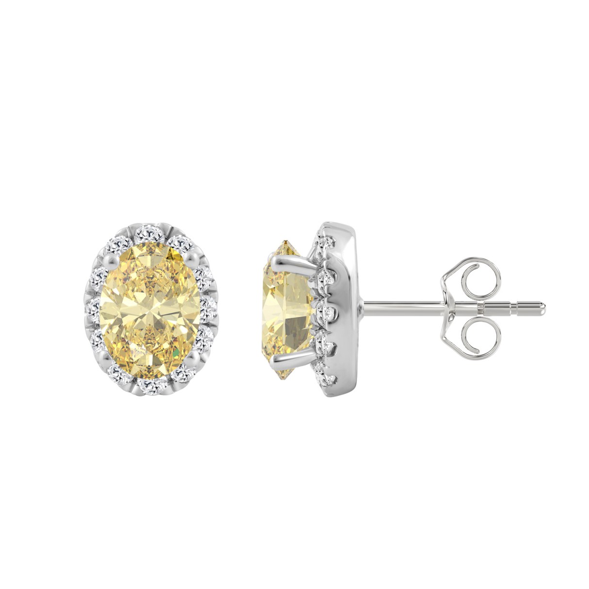 14K WHITE GOLD 2 1/2CT ROUND/OVAL DIAMOND LADIES EARRINGS