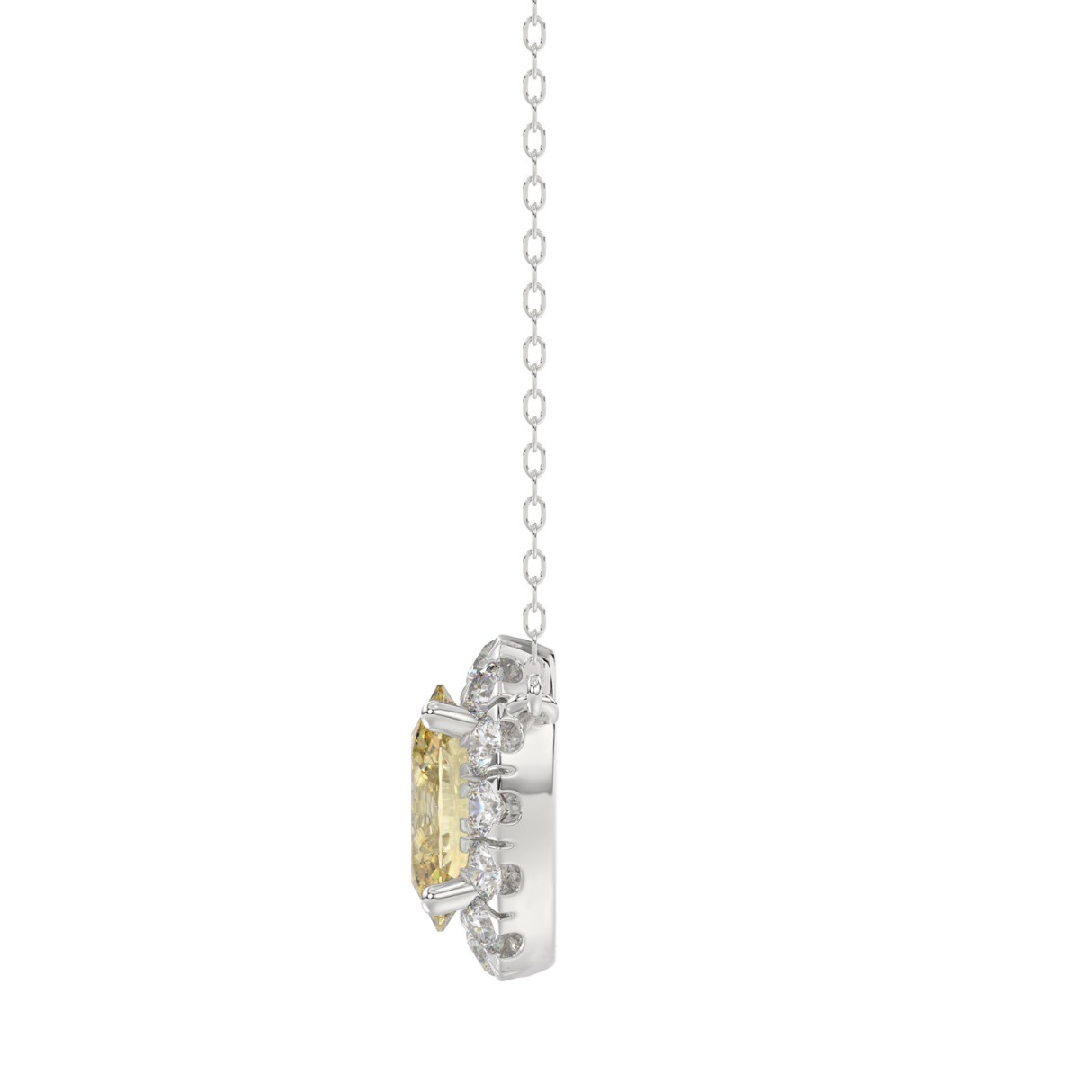 14K WHITE GOLD 2.00CT ROUND/OVAL DIAMOND LADIES PENDANT WITH CHAIN