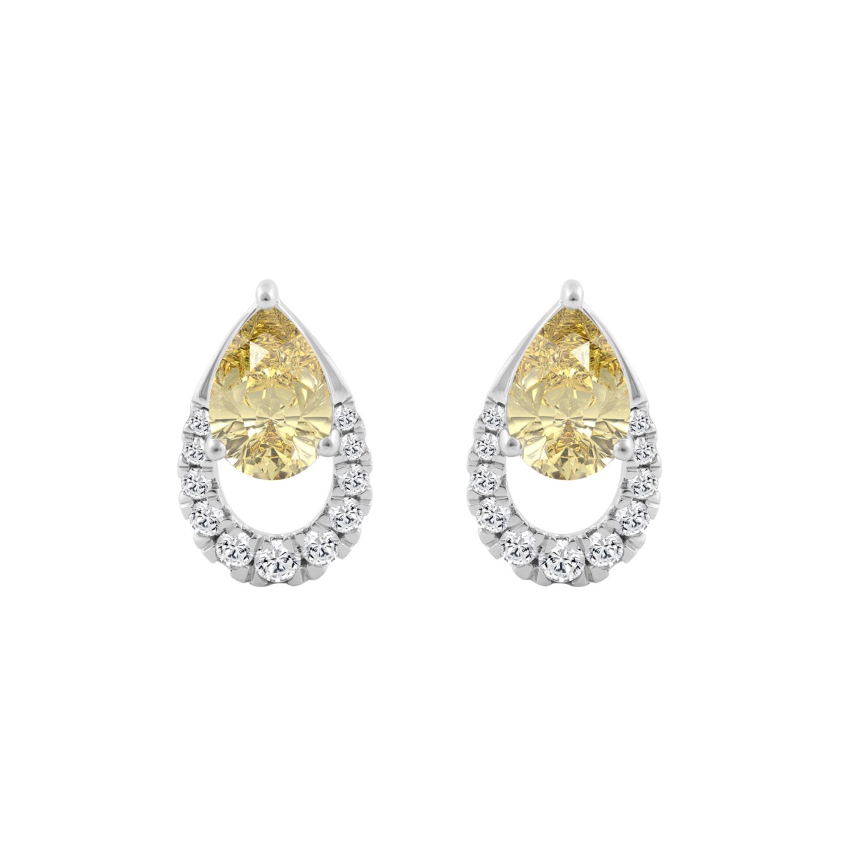 14K WHITE GOLD 2 1/2CT ROUND/PEAR DIAMOND LADIES E...