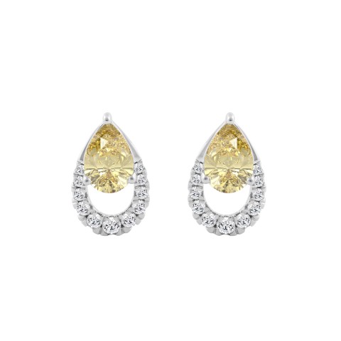 14K WHITE GOLD 2 1/2CT ROUND/PEAR DIAMOND LADIES EARRINGS