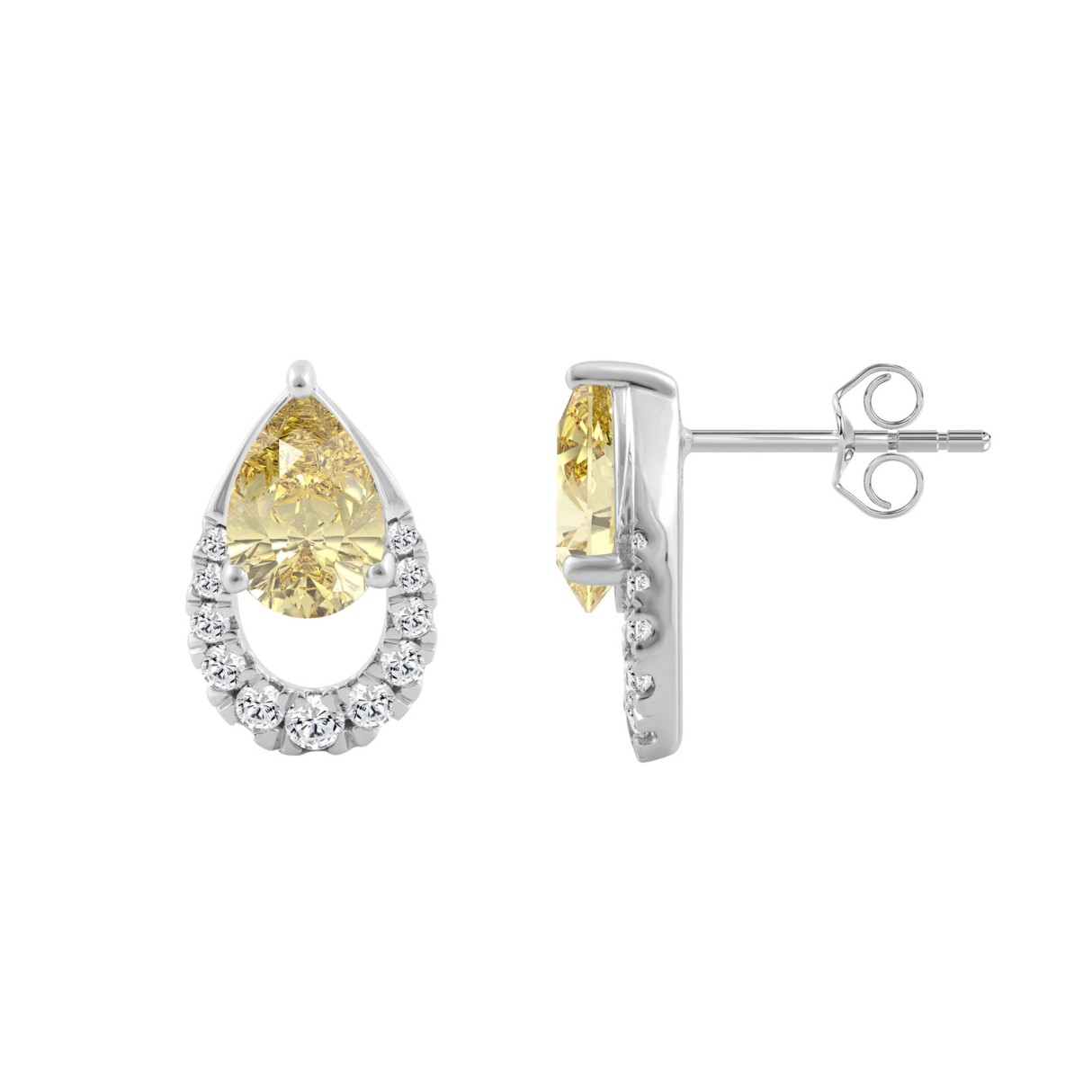 14K WHITE GOLD 2 1/2CT ROUND/PEAR DIAMOND LADIES EARRINGS