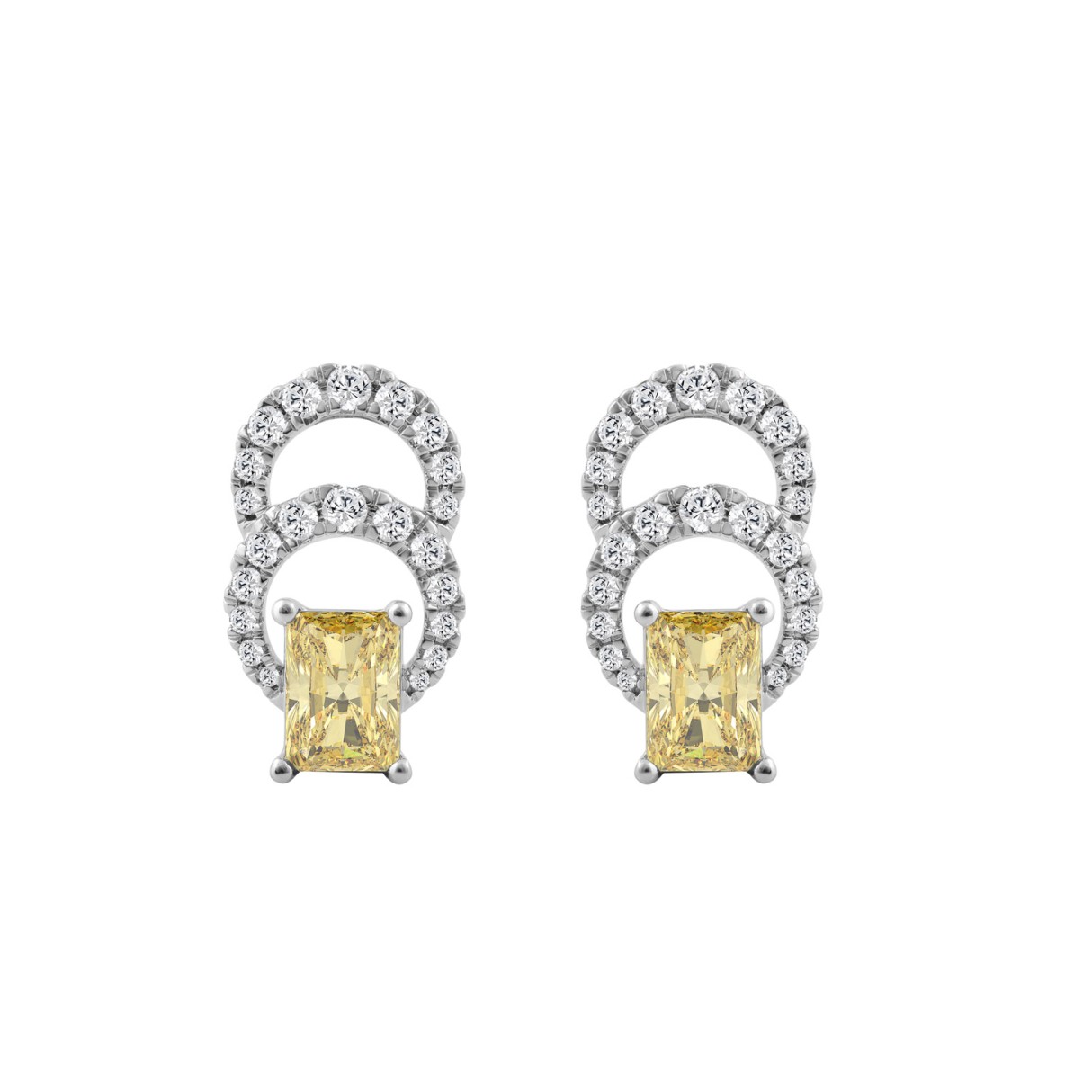 14K WHITE GOLD 2 3/4CT ROUND/RADIANT DIAMOND LADIE...
