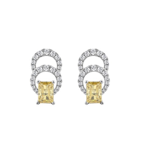 14K WHITE GOLD 2 3/4CT ROUND/RADIANT DIAMOND LADIES EARRINGS