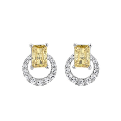 14K WHITE GOLD 2 1/2CT ROUND/RADIANT DIAMOND LADIES EARRINGS