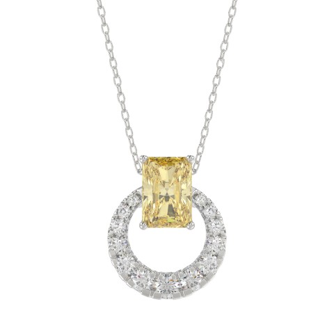 14K WHITE GOLD 2.00CT ROUND/RADIANT DIAMOND LADIES PENDANT WITH CHAIN
