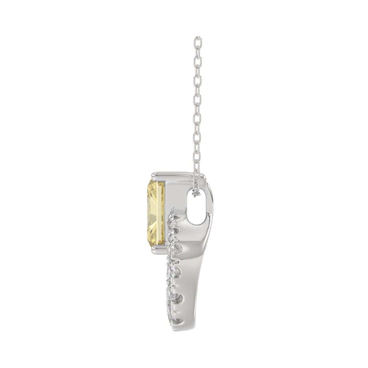 14K WHITE GOLD 2.00CT ROUND/RADIANT DIAMOND LADIES PENDANT WITH CHAIN