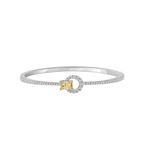 14K WHITE GOLD 2.00CT ROUND/RADIANT DIAMOND LADIES BANGLE