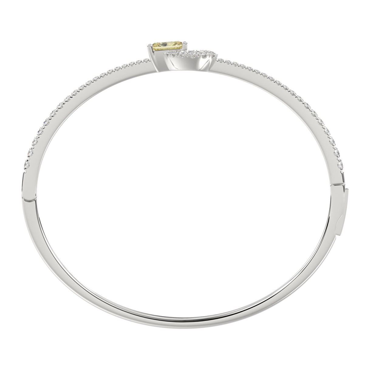 14K WHITE GOLD 2.00CT ROUND/RADIANT DIAMOND LADIES BANGLE