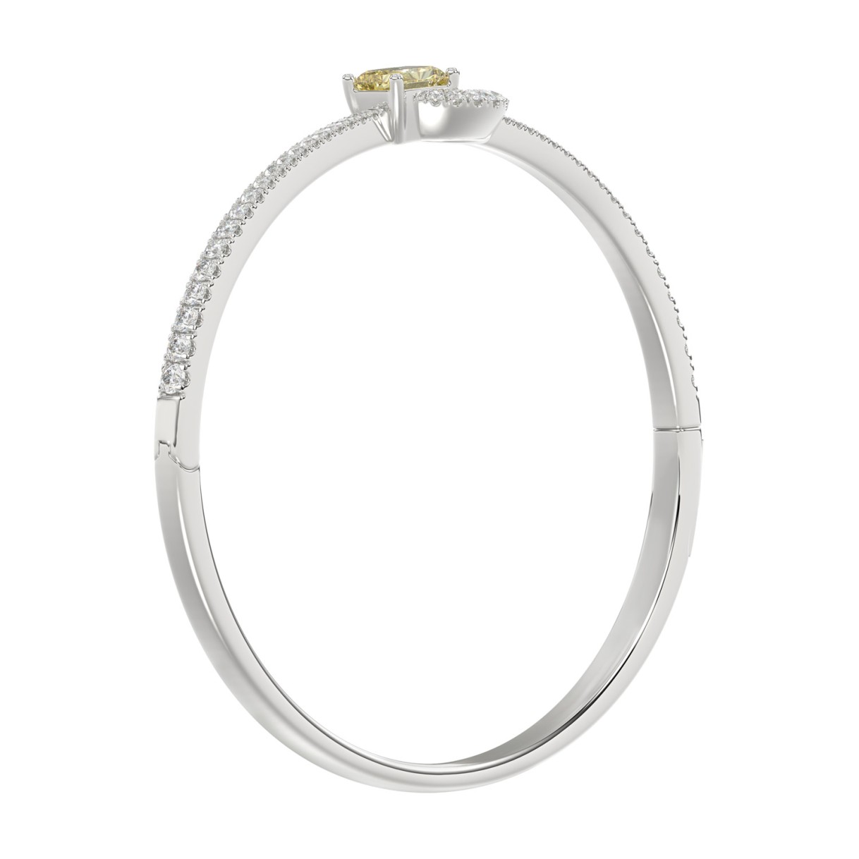 14K WHITE GOLD 2.00CT ROUND/RADIANT DIAMOND LADIES BANGLE