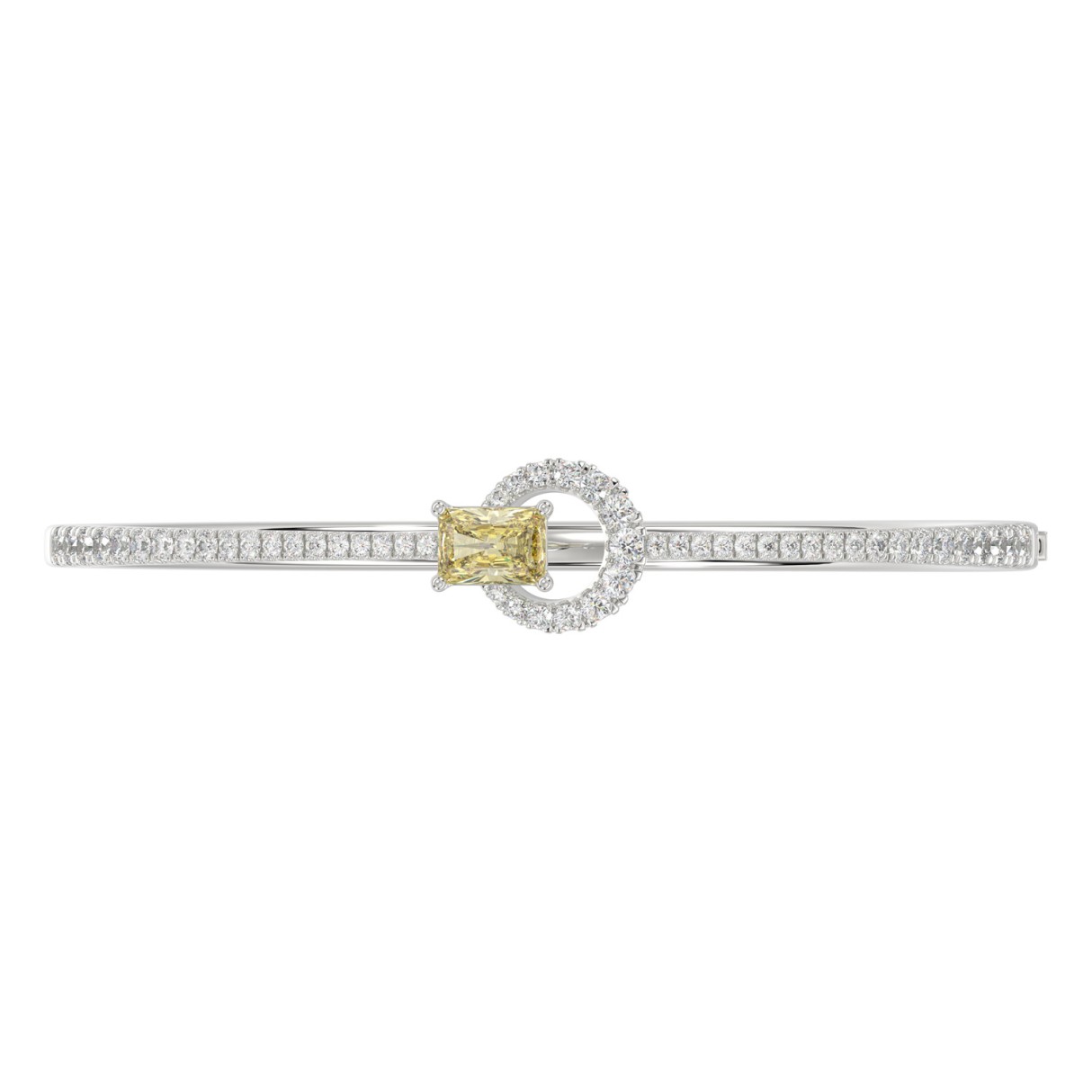 14K WHITE GOLD 2.00CT ROUND/RADIANT DIAMOND LADIES BANGLE