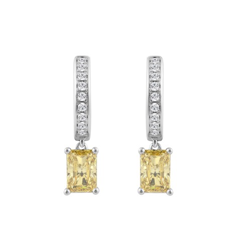 14K WHITE GOLD 2 1/4CT ROUND/RADIANT DIAMOND LADIES EARRINGS
