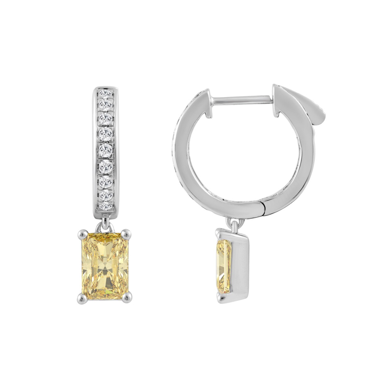 14K WHITE GOLD 2 1/4CT ROUND/RADIANT DIAMOND LADIES EARRINGS