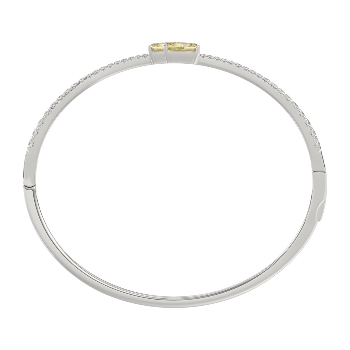 14K WHITE GOLD 2 3/4CT ROUND/RADIANT DIAMOND LADIES BANGLE