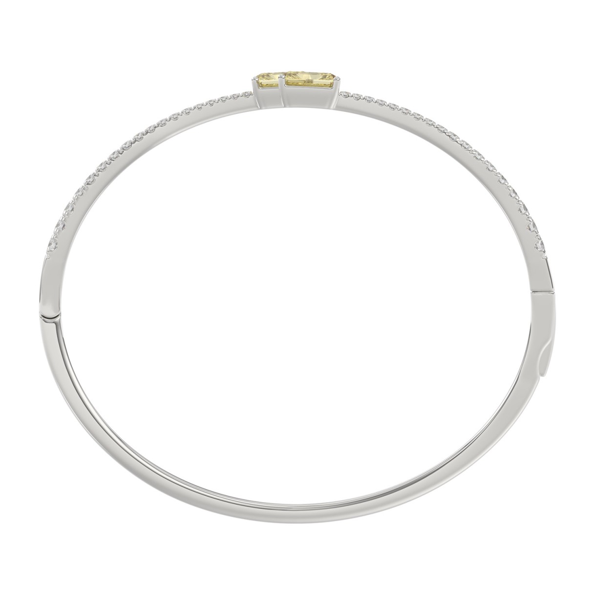 14K WHITE GOLD 2 3/4CT ROUND/RADIANT DIAMOND LADIES BANGLE