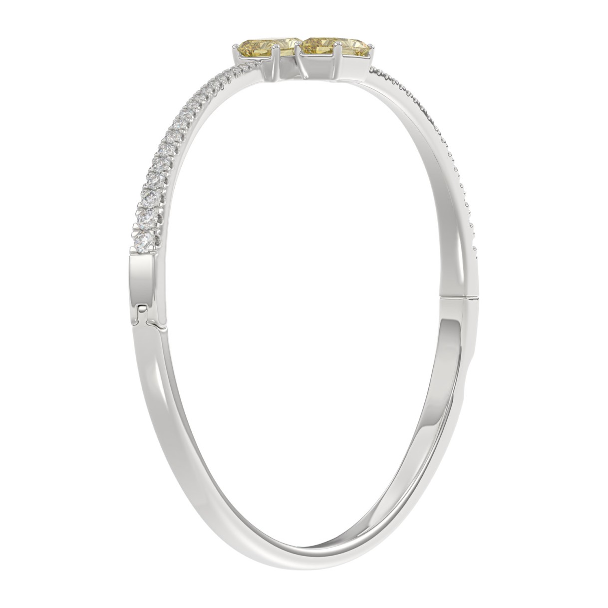 14K WHITE GOLD 2 3/4CT ROUND/RADIANT DIAMOND LADIES BANGLE
