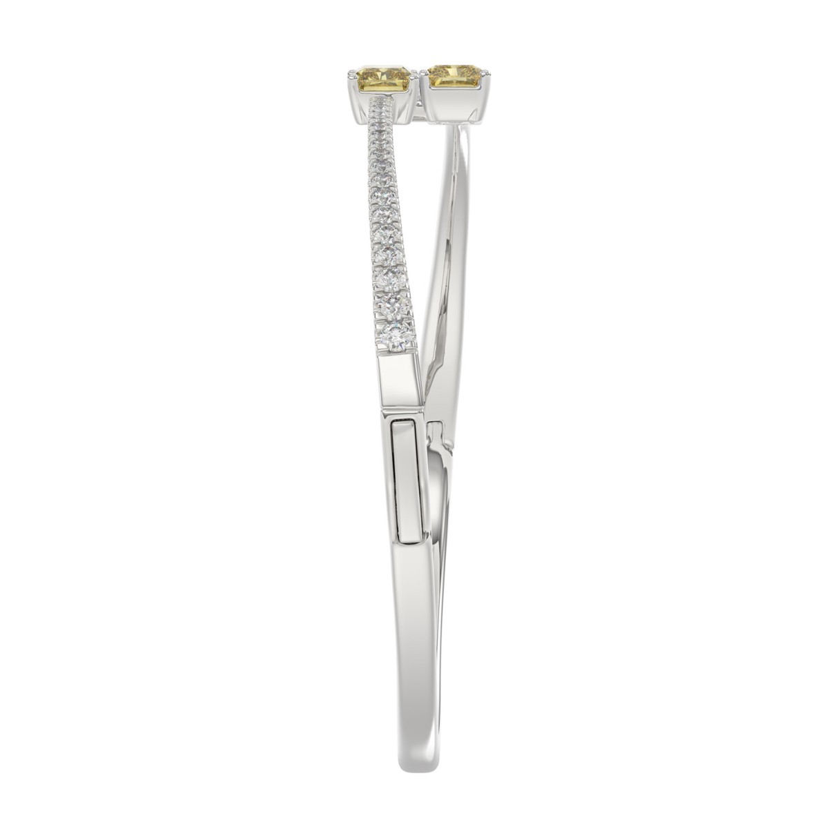 14K WHITE GOLD 2 3/4CT ROUND/RADIANT DIAMOND LADIES BANGLE