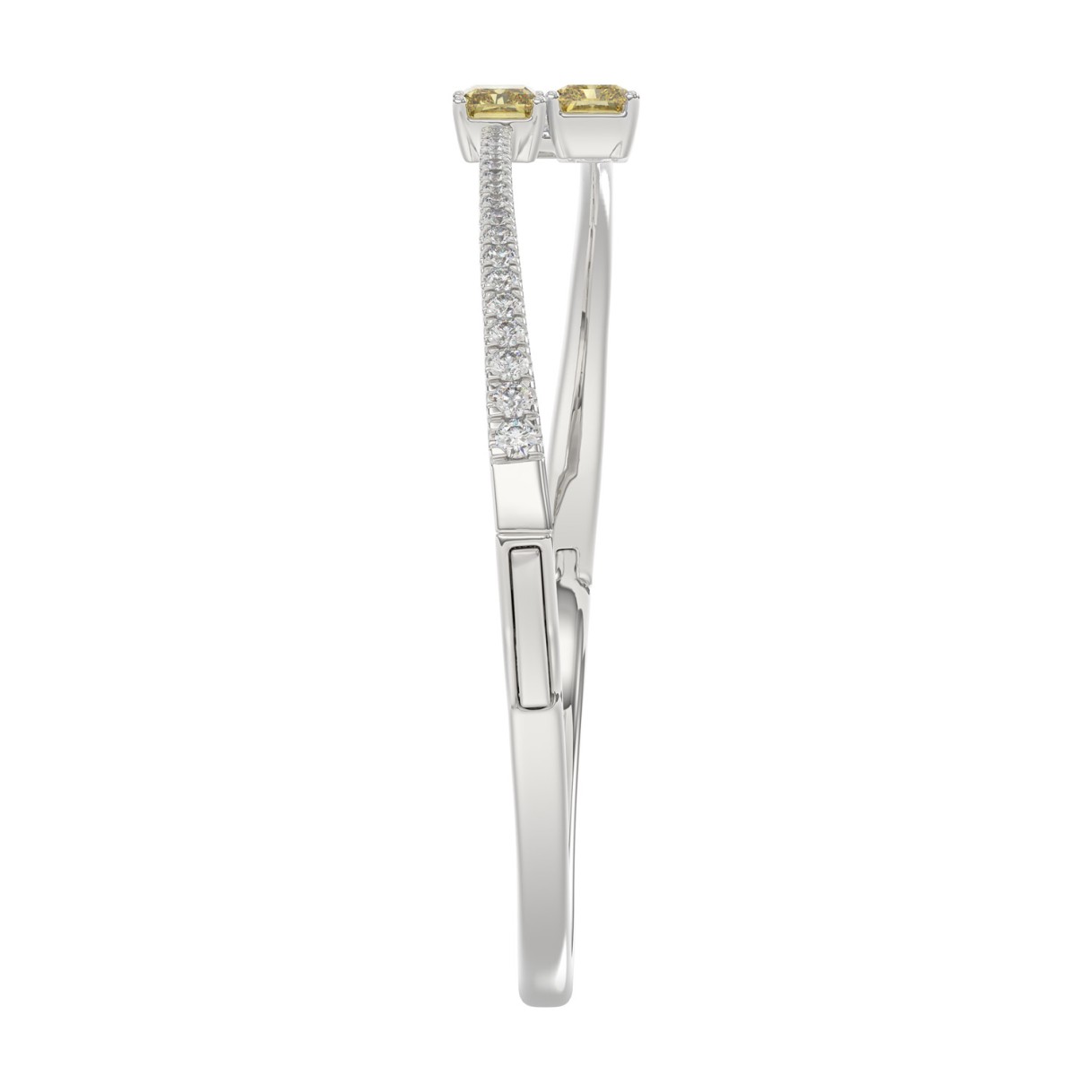 14K WHITE GOLD 2 3/4CT ROUND/RADIANT DIAMOND LADIES BANGLE