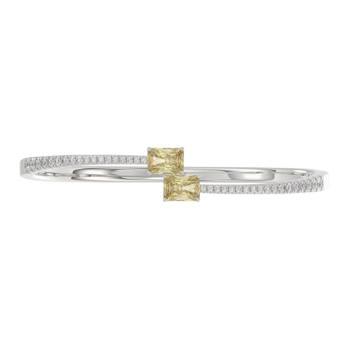 14K WHITE GOLD 2 3/4CT ROUND/RADIANT DIAMOND LADIES BANGLE