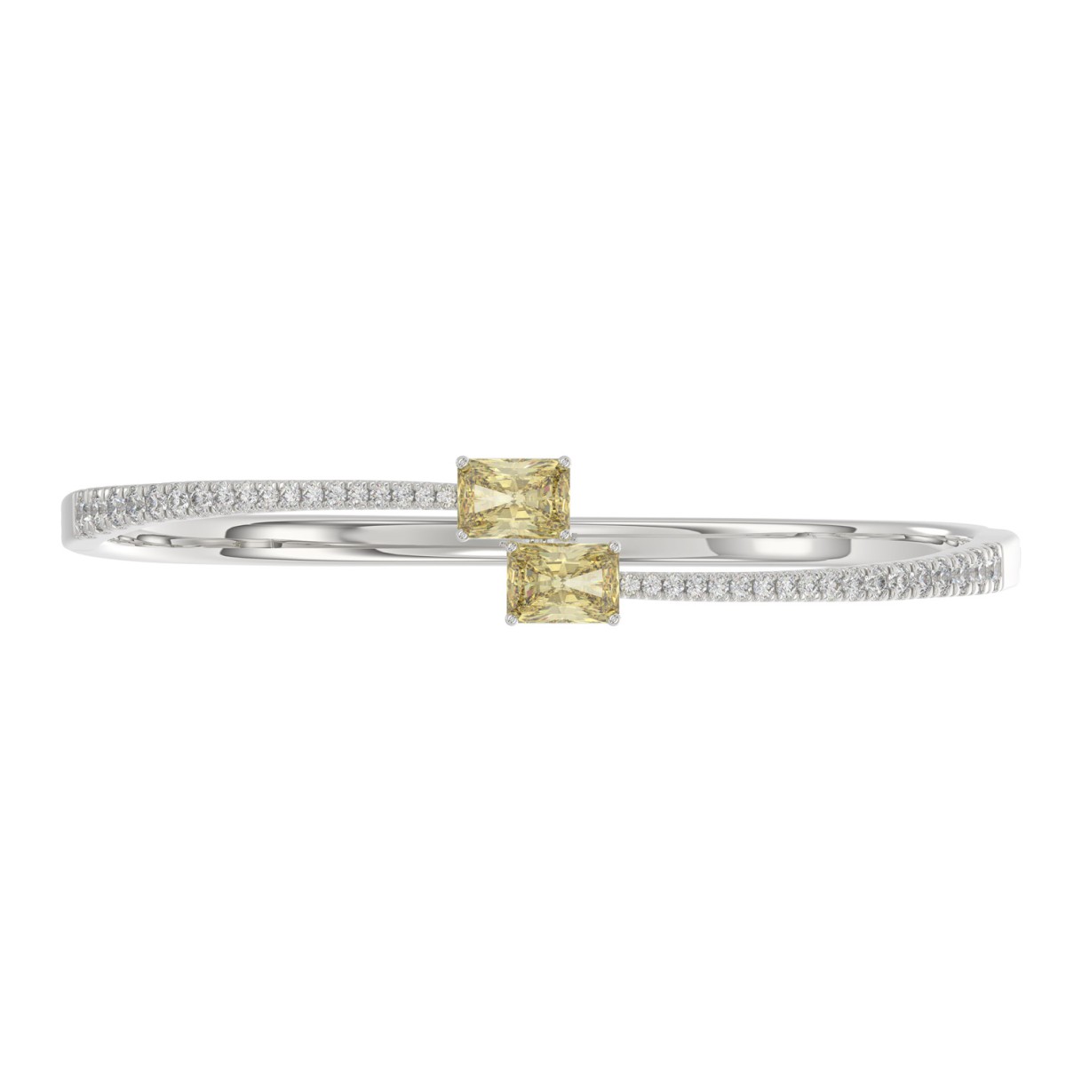 14K WHITE GOLD 2 3/4CT ROUND/RADIANT DIAMOND LADIES BANGLE
