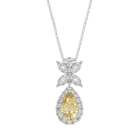 14K WHITE GOLD 2 1/2CT ROUND/MARQUISE/PEAR DIAMOND LADIES PENDANT WITH CHAIN