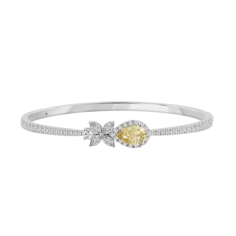 1K WHITE GOLD 2 1/2CT ROUND/PEAR/MARQUISE DIAMOND LADIES BANGLE