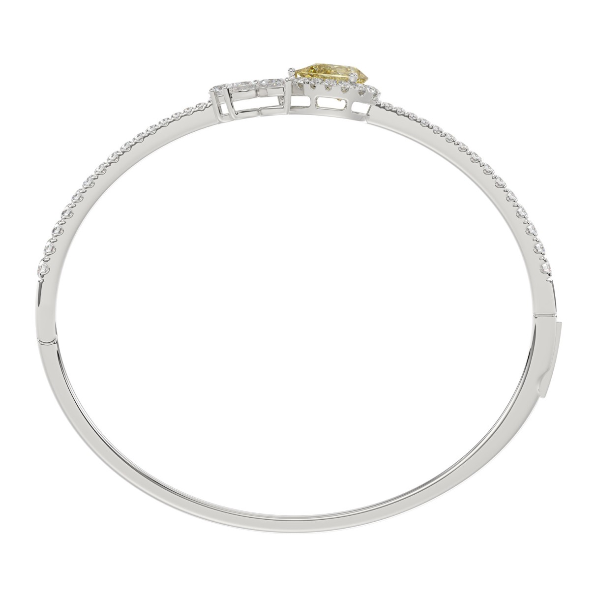 1K WHITE GOLD 2 1/2CT ROUND/PEAR/MARQUISE DIAMOND LADIES BANGLE
