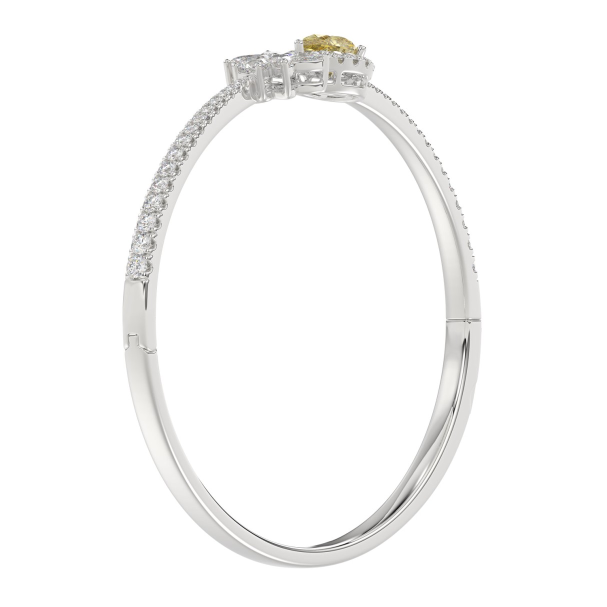 1K WHITE GOLD 2 1/2CT ROUND/PEAR/MARQUISE DIAMOND LADIES BANGLE