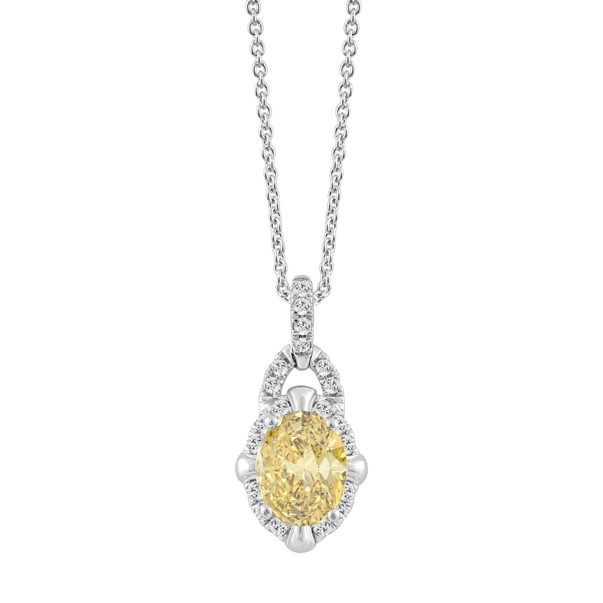 14K WHITE GOLD 1 3/4CT ROUND/OVAL DIAMOND LADIES P...