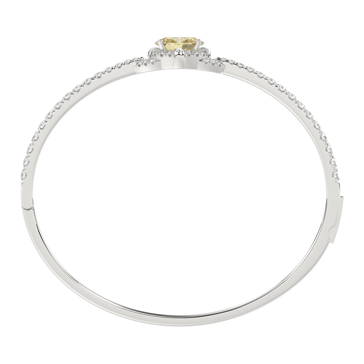14K WHITE GOLD 3.00CT ROUND/OVAL DIAMOND LADIES BANGLE