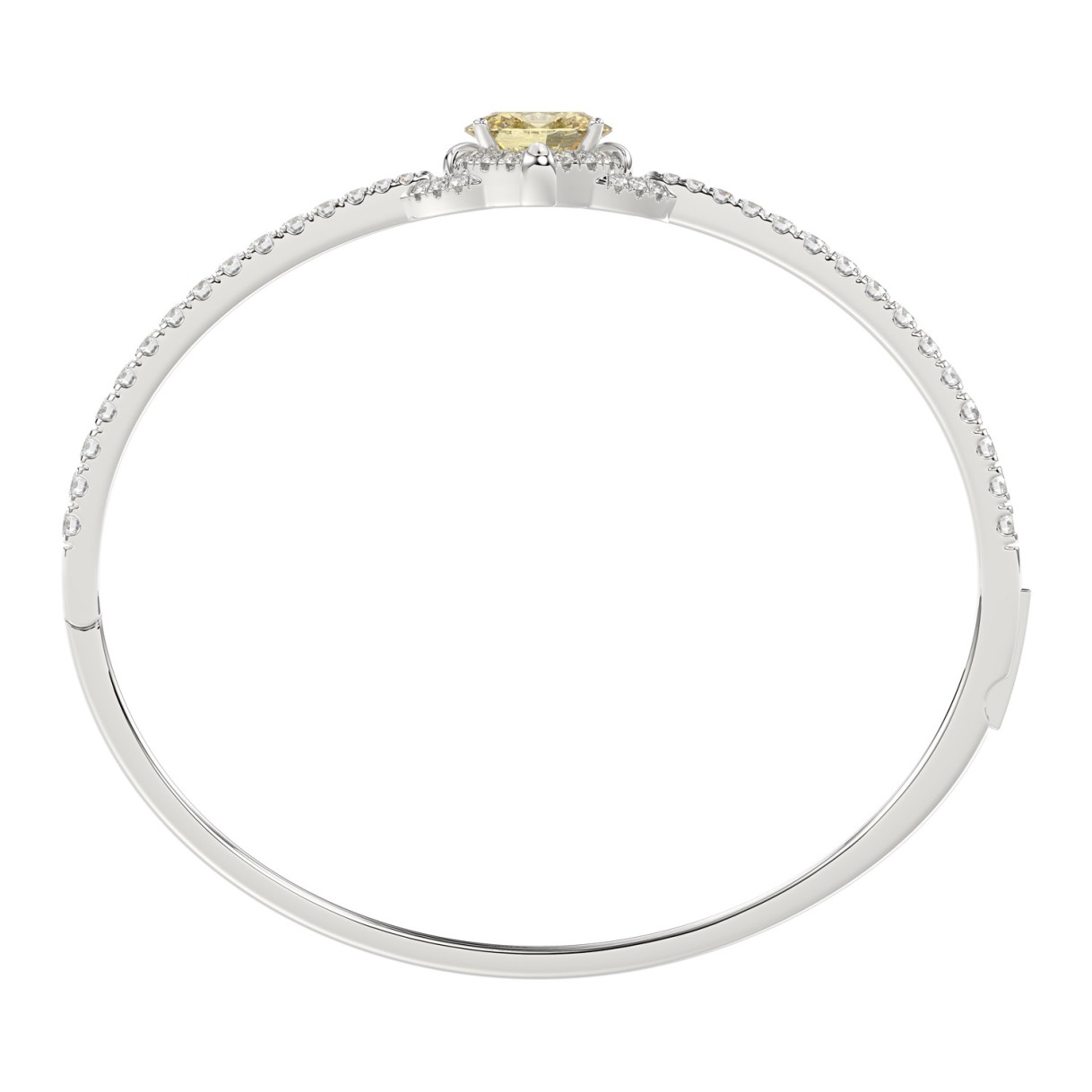 14K WHITE GOLD 3.00CT ROUND/OVAL DIAMOND LADIES BANGLE