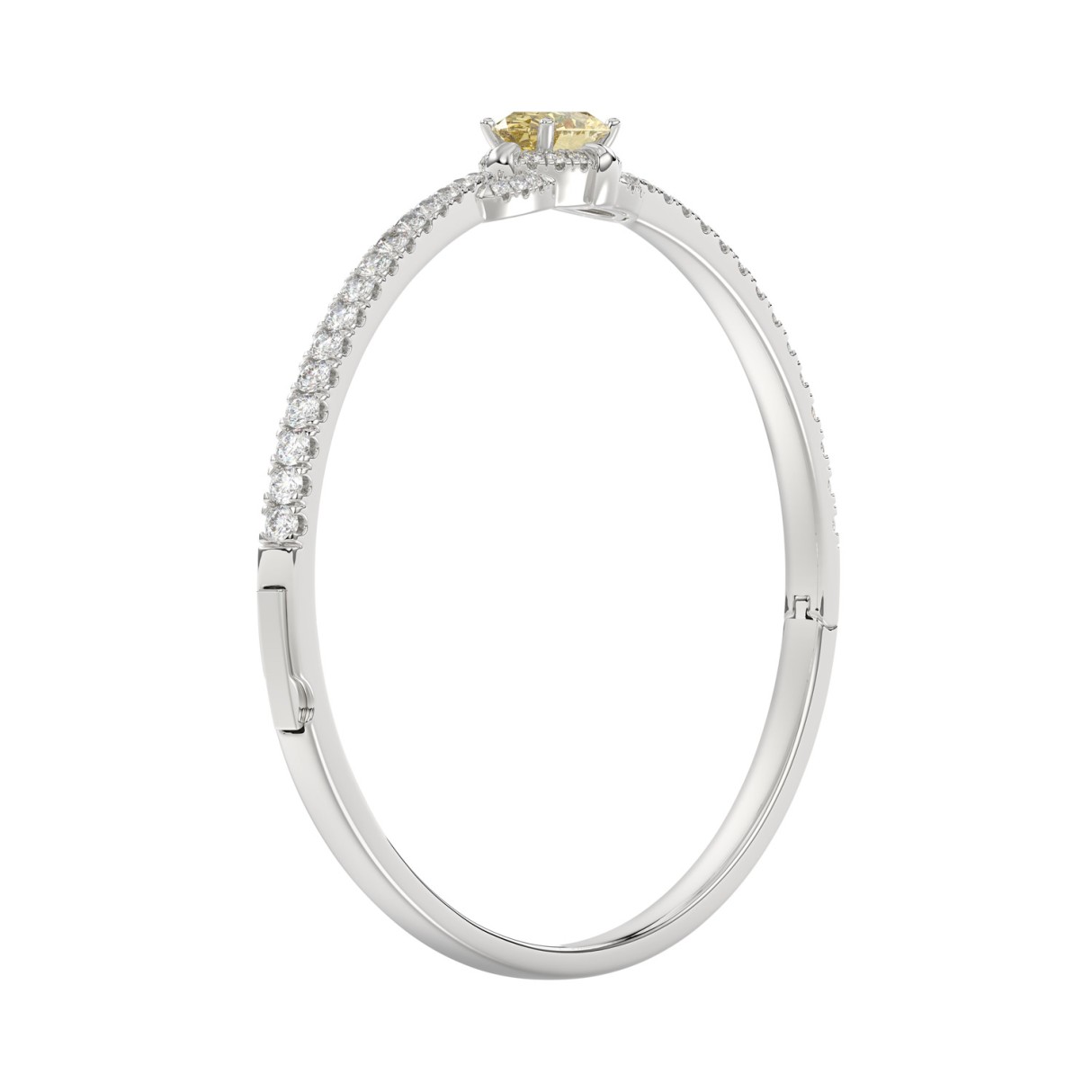 14K WHITE GOLD 3.00CT ROUND/OVAL DIAMOND LADIES BANGLE