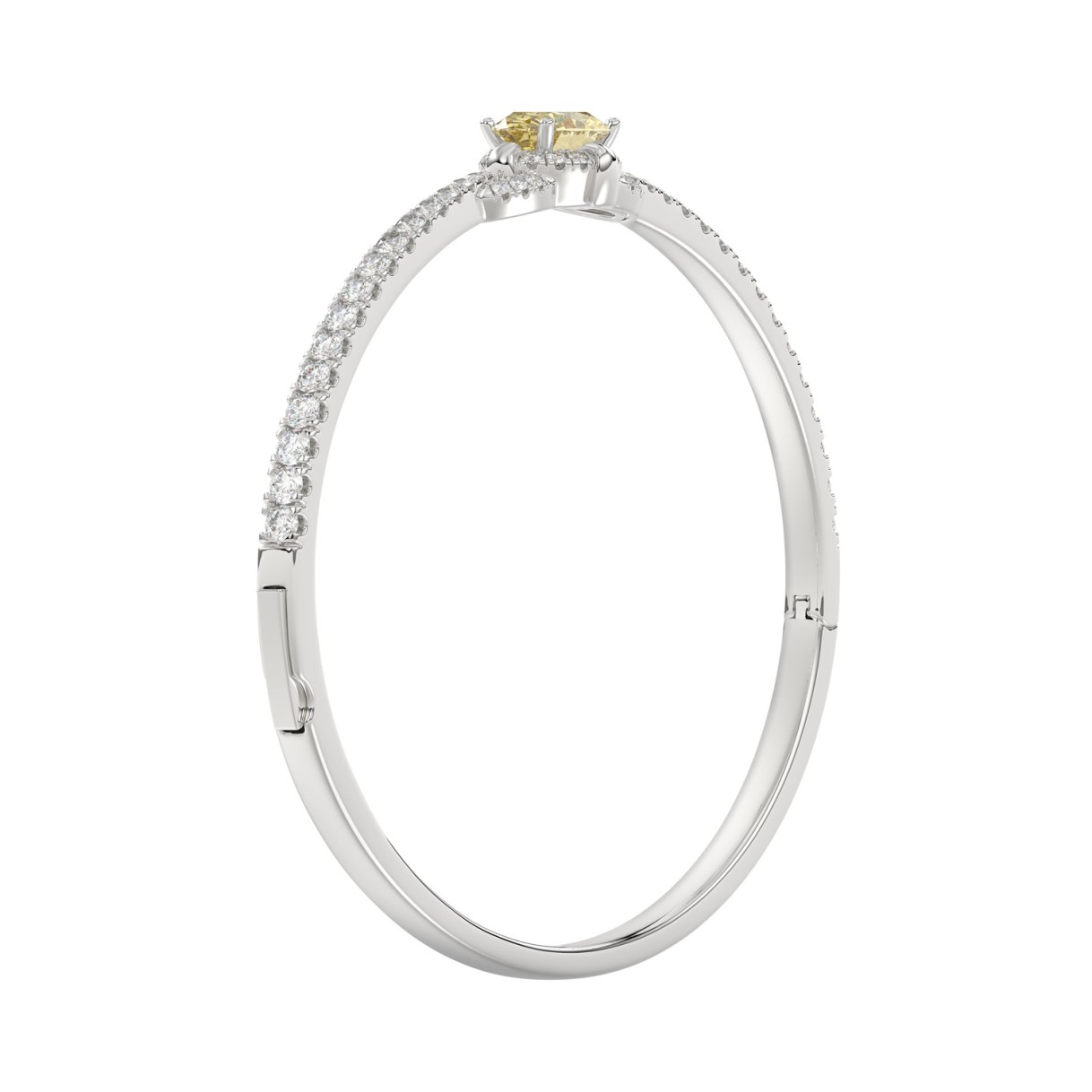 14K WHITE GOLD 3.00CT ROUND/OVAL DIAMOND LADIES BANGLE