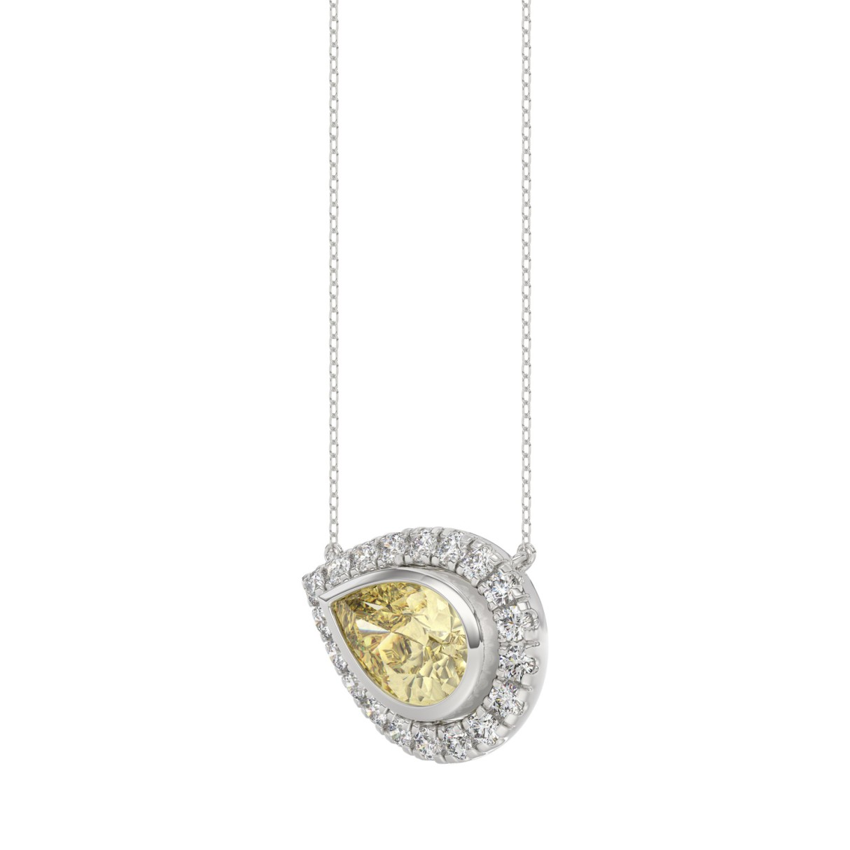 14K WHITE GOLD 1 1/4CT ROUND/PEAR DIAMOND LADIES NECKLACE