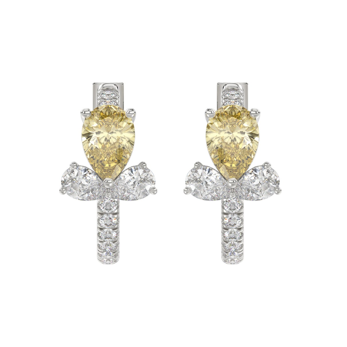 14K WHITE GOLD 3 1/4CT ROUND/PEAR DIAMOND LADIES E...