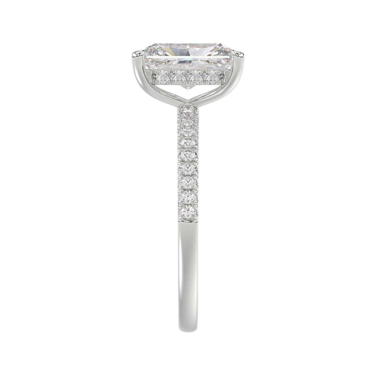 14K WHITE GOLD 2 1/4CT ROUND/RADIANT DIAMOND LADIES RING (CENTER STONE RADIANT DIAMOND 2CT)