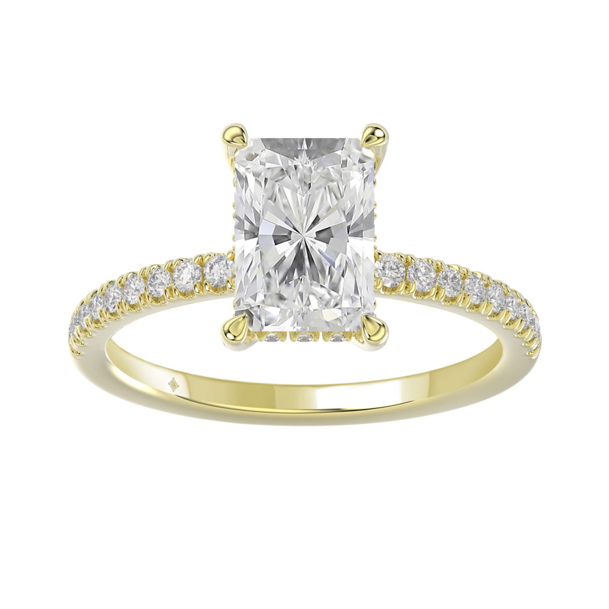18K YELLOW GOLD 2 1/4CT ROUND/RADIANT DIAMOND LADIES RING (CENTER STONE RADIANT DIAMOND 2CT)