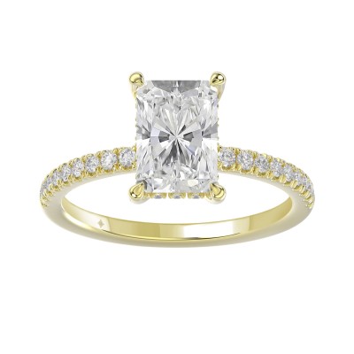 18K YELLOW GOLD 2 1/4CT ROUND/RADIANT DIAMOND LADIES RING (CENTER STONE RADIANT DIAMOND 2CT)