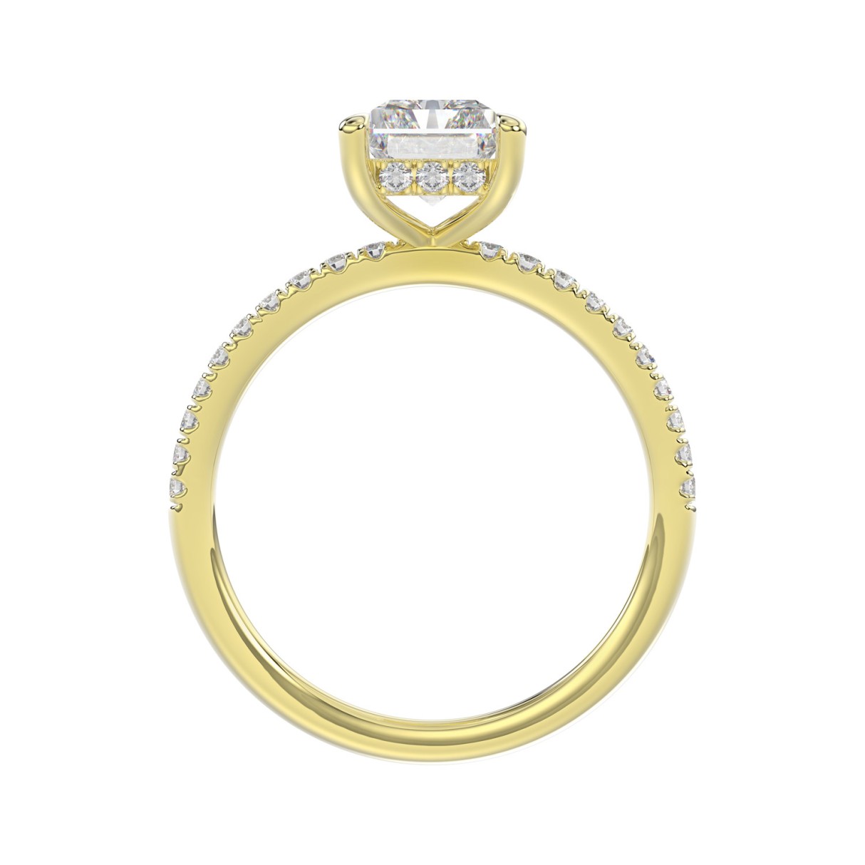 18K YELLOW GOLD 2 1/4CT ROUND/RADIANT DIAMOND LADIES RING (CENTER STONE RADIANT DIAMOND 2CT)