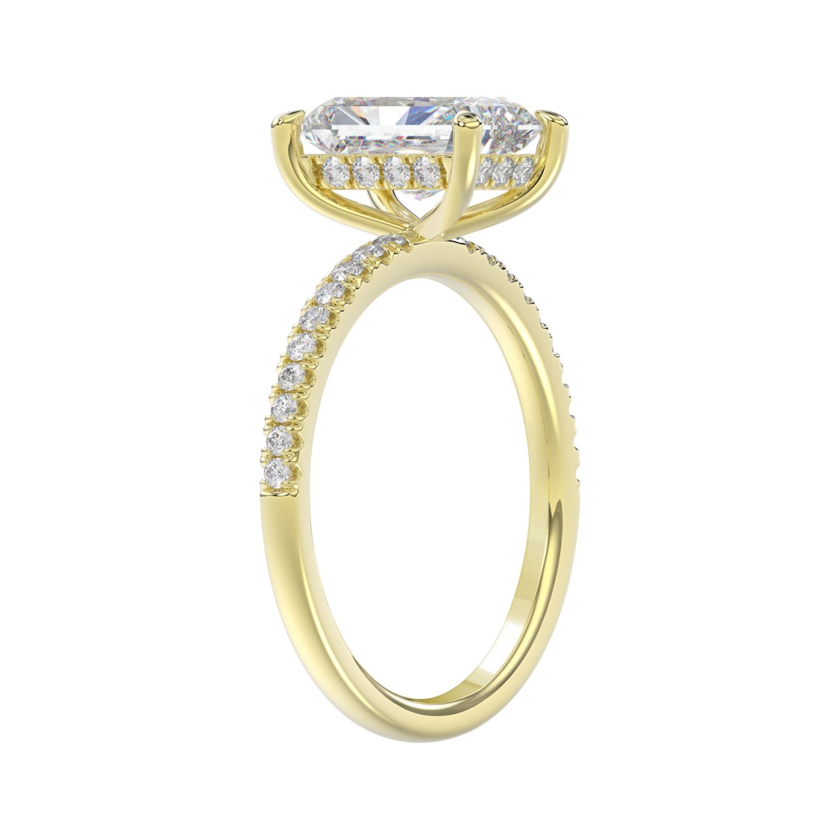 18K YELLOW GOLD 2 1/4CT ROUND/RADIANT DIAMOND LADIES RING (CENTER STONE RADIANT DIAMOND 2CT)