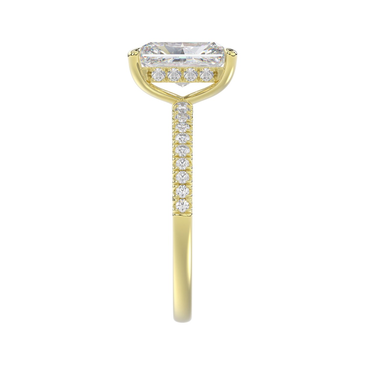 18K YELLOW GOLD 2 1/4CT ROUND/RADIANT DIAMOND LADIES RING (CENTER STONE RADIANT DIAMOND 2CT)