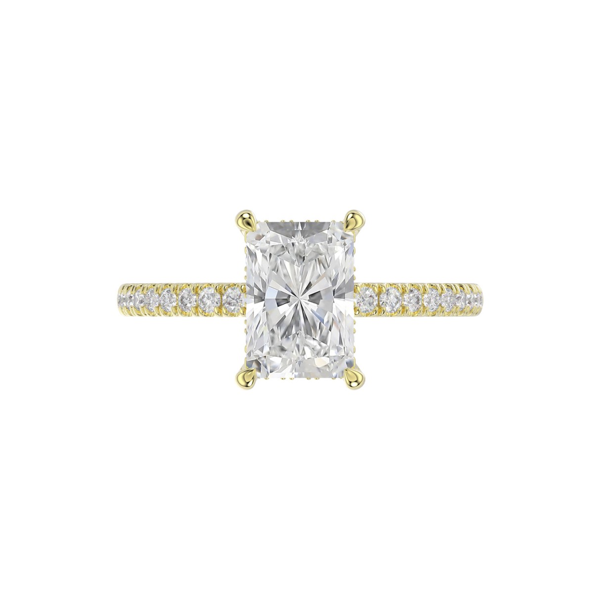 18K YELLOW GOLD 2 1/4CT ROUND/RADIANT DIAMOND LADIES RING (CENTER STONE RADIANT DIAMOND 2CT)