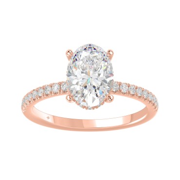 14K ROSE GOLD 2 1/5CT ROUND/OVAL DIAMOND LADIES RING (CENTER STONE OVAL DIAMOND 2CT)