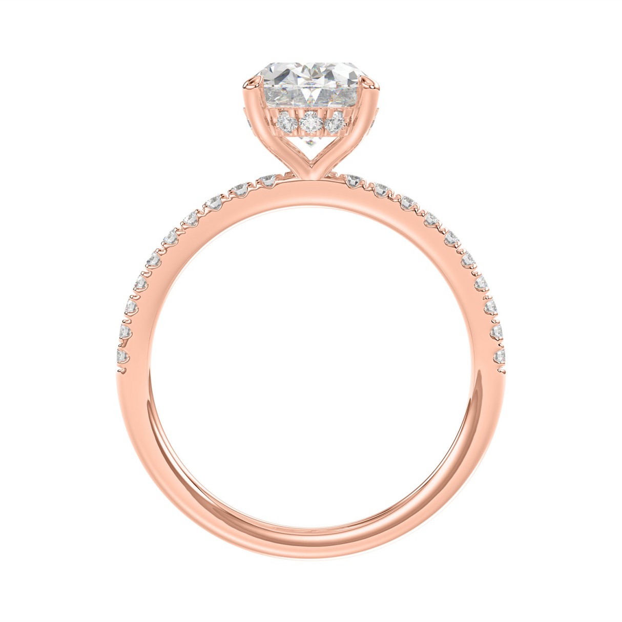 14K ROSE GOLD 2 1/5CT ROUND/OVAL DIAMOND LADIES RING (CENTER STONE OVAL DIAMOND 2CT)