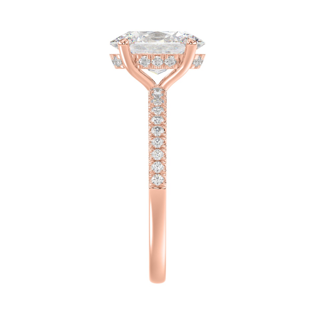 14K ROSE GOLD 2 1/5CT ROUND/OVAL DIAMOND LADIES RING (CENTER STONE OVAL DIAMOND 2CT)