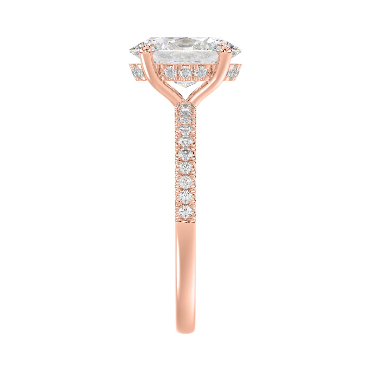 14K ROSE GOLD 2 1/5CT ROUND/OVAL DIAMOND LADIES RING (CENTER STONE OVAL DIAMOND 2CT)