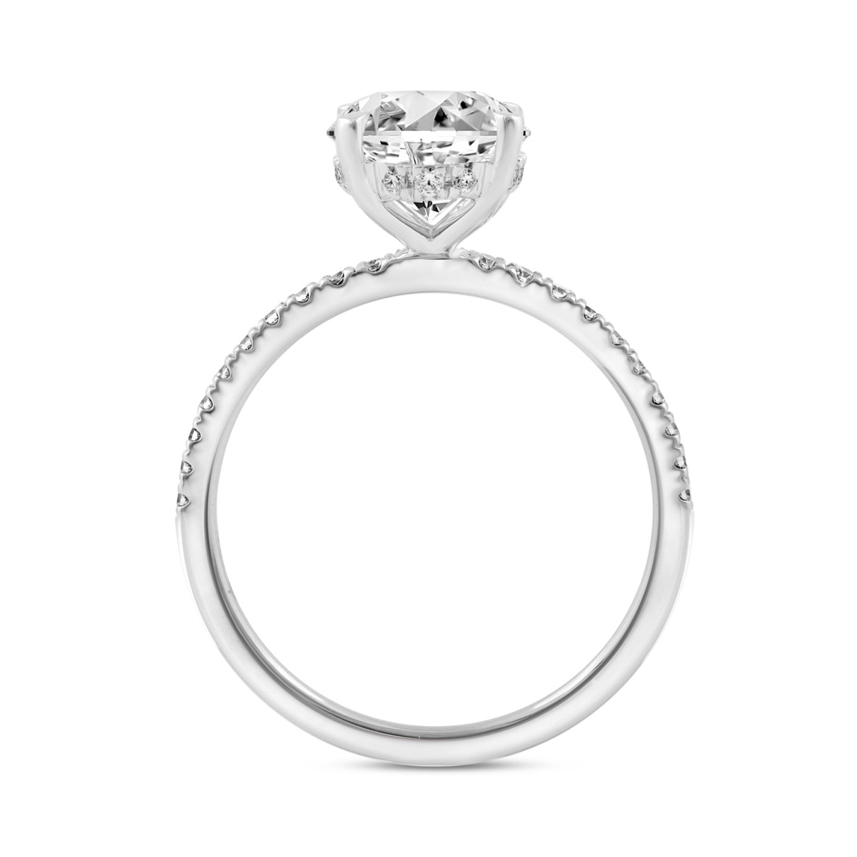 14K WHITE GOLD 2 1/5CT ROUND/OVAL DIAMOND LADIES RING (CENTER STONE OVAL DIAMOND 2CT)