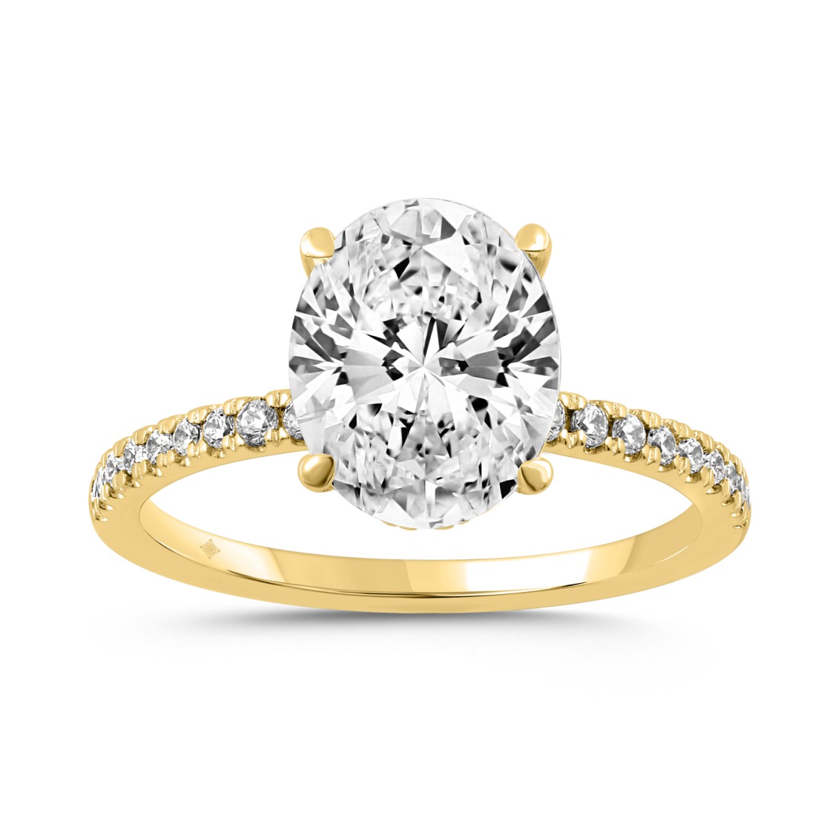 14K YELLOW GOLD 2 1/5CT ROUND/OVAL DIAMOND LADIES RING (CENTER STONE OVAL DIAMOND 2CT)