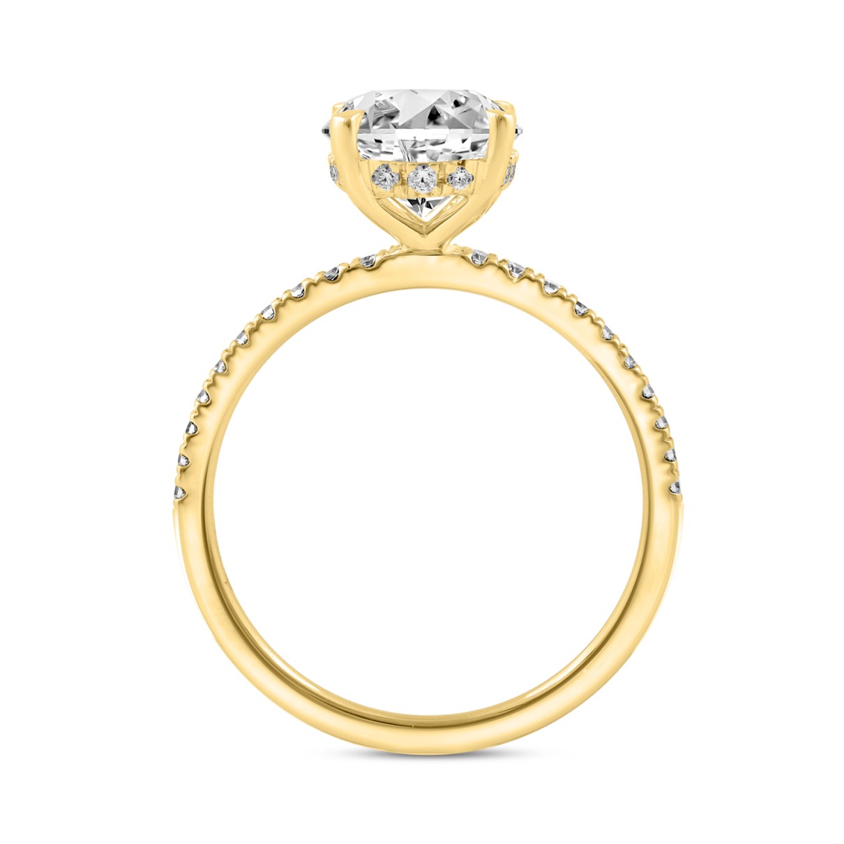 14K YELLOW GOLD 2 1/5CT ROUND/OVAL DIAMOND LADIES RING (CENTER STONE OVAL DIAMOND 2CT)