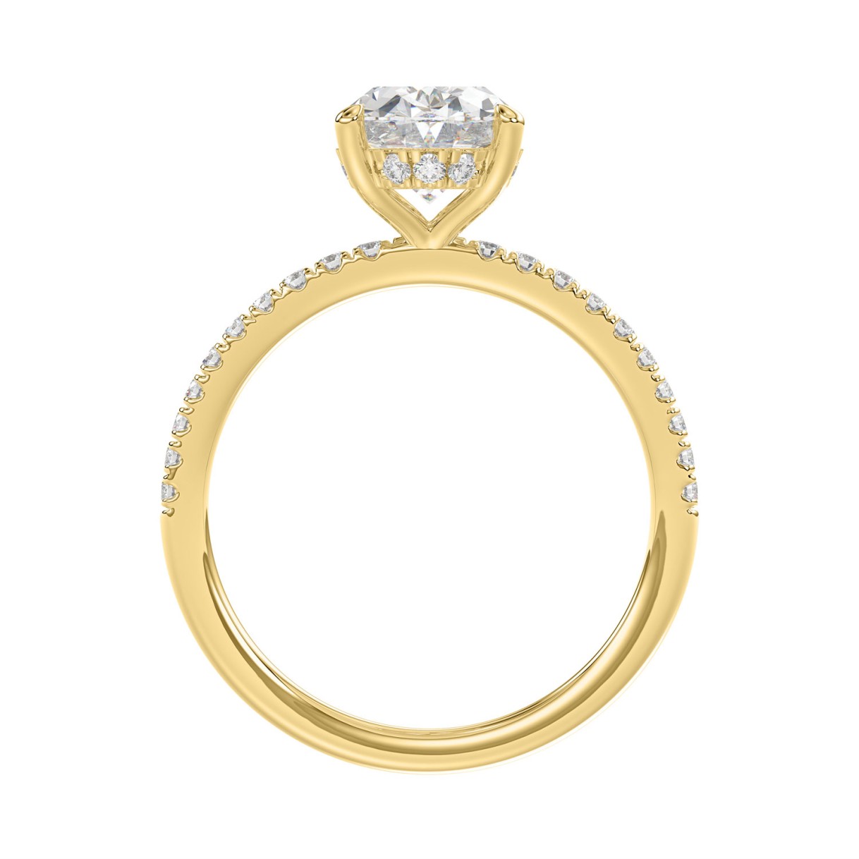 14K YELLOW GOLD 2 1/5CT ROUND/OVAL DIAMOND LADIES RING (CENTER STONE OVAL DIAMOND 2CT)